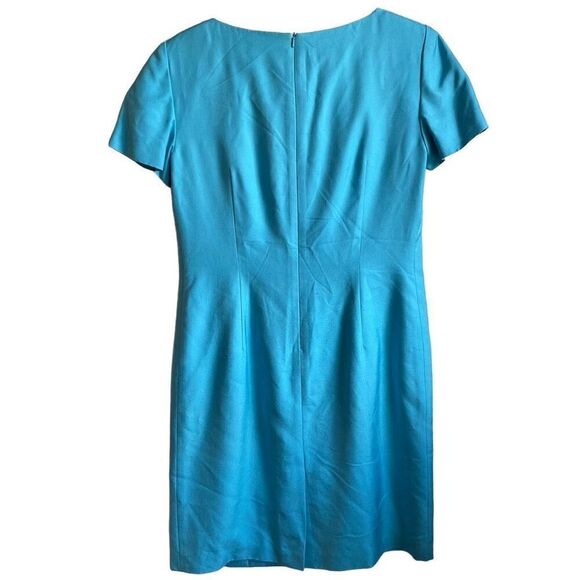 Vtg Talbots Womens Column Dress 8 Turquoise 100% Silk Lined Old Money Business - Picture 2 of 9